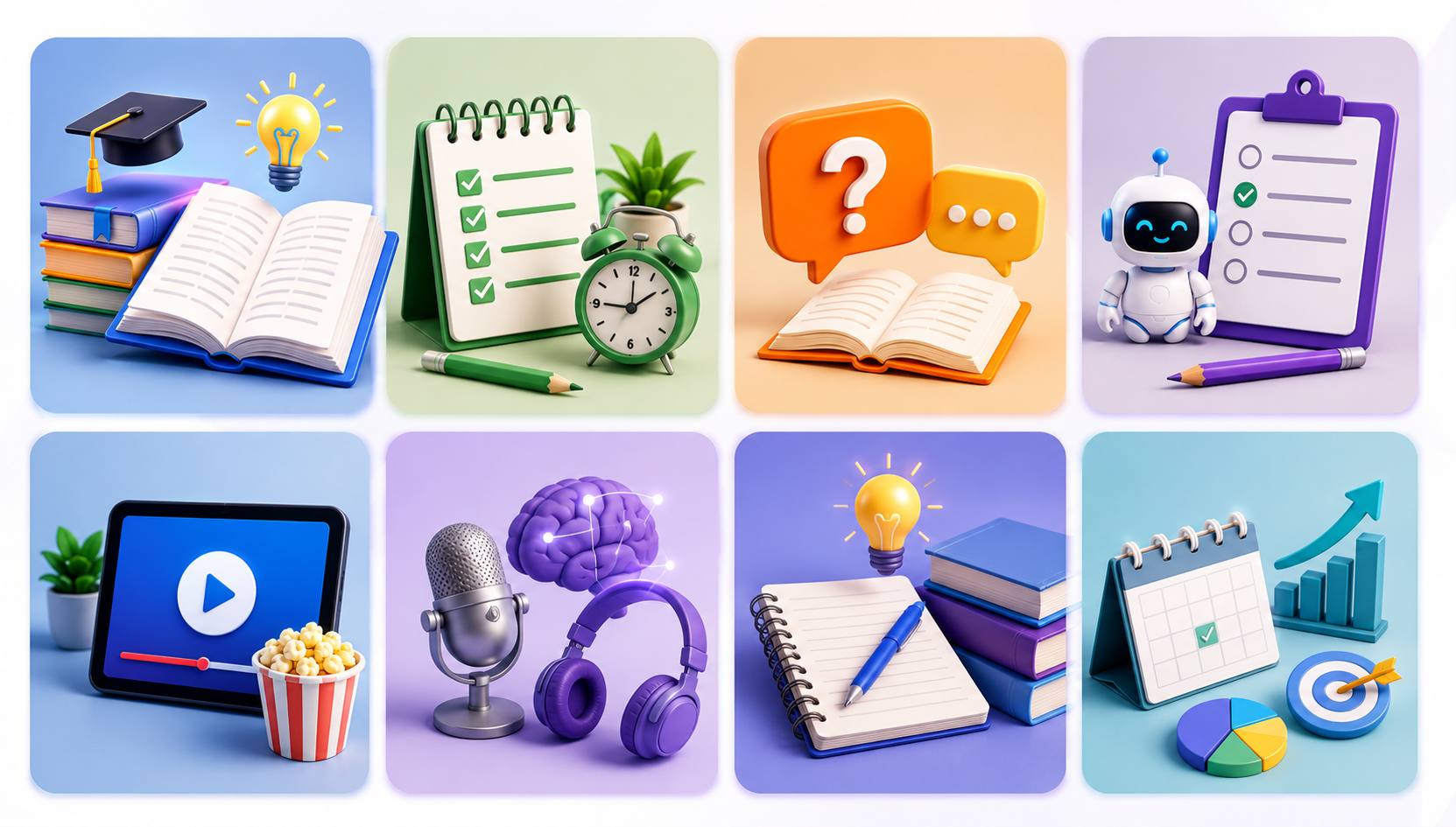 AI Quiz Screenshot — Mind Maps Screenshot — Podcast Screenshot