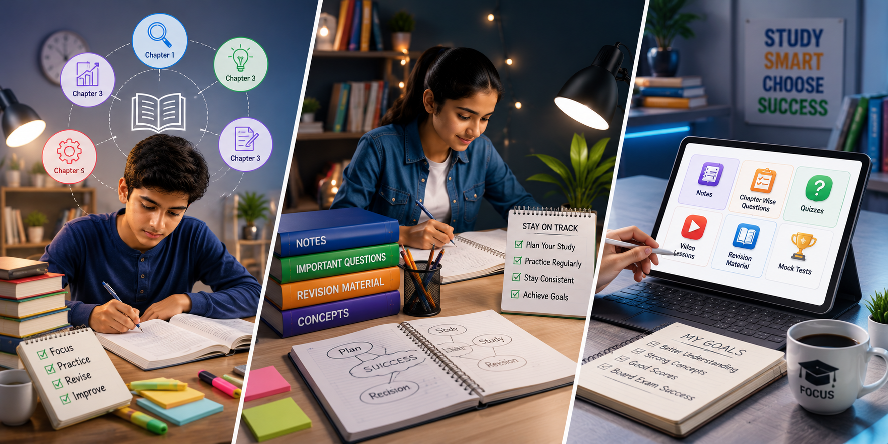 AI Quiz Dashboard — Question Practice Screen — Student Progress Analytics