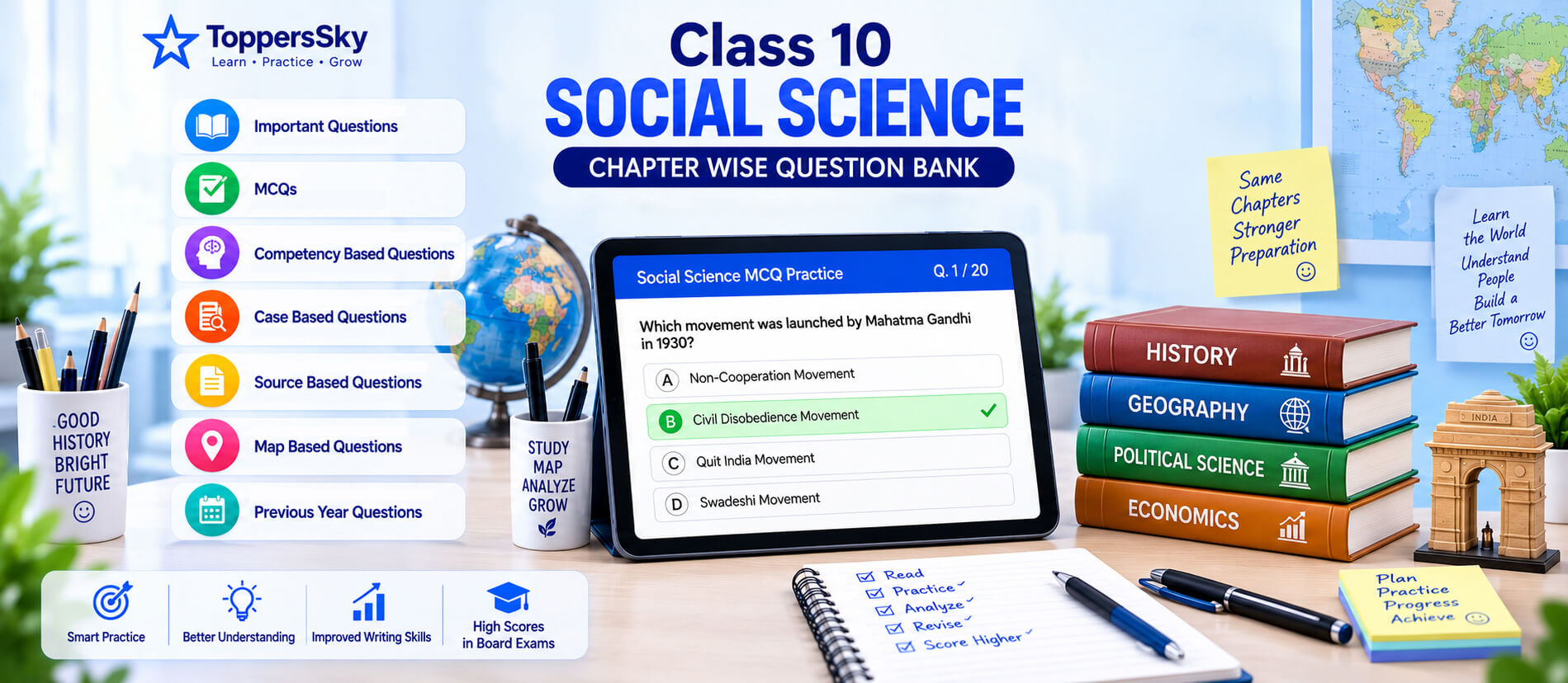 Class 10 Social Science Chapter Wise Question Bank Banner