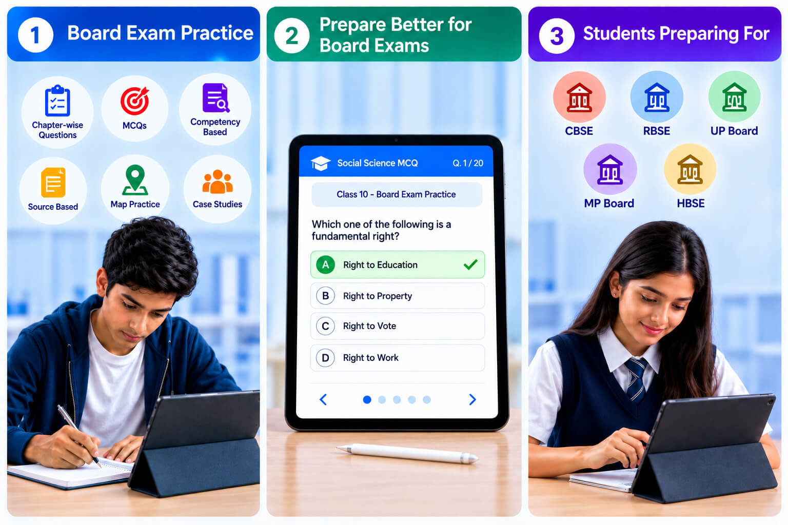 Social Science Learning Success - Student Achievement - Exam Preparation Dashboard