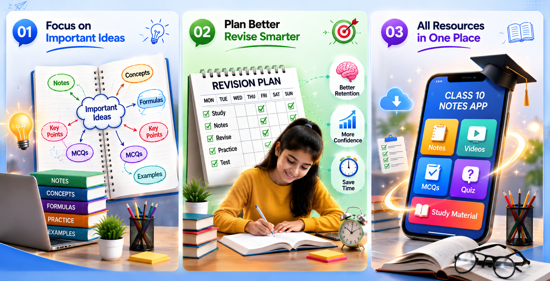 AI Quiz Dashboard — Revision Screen — Student Progress Analytics