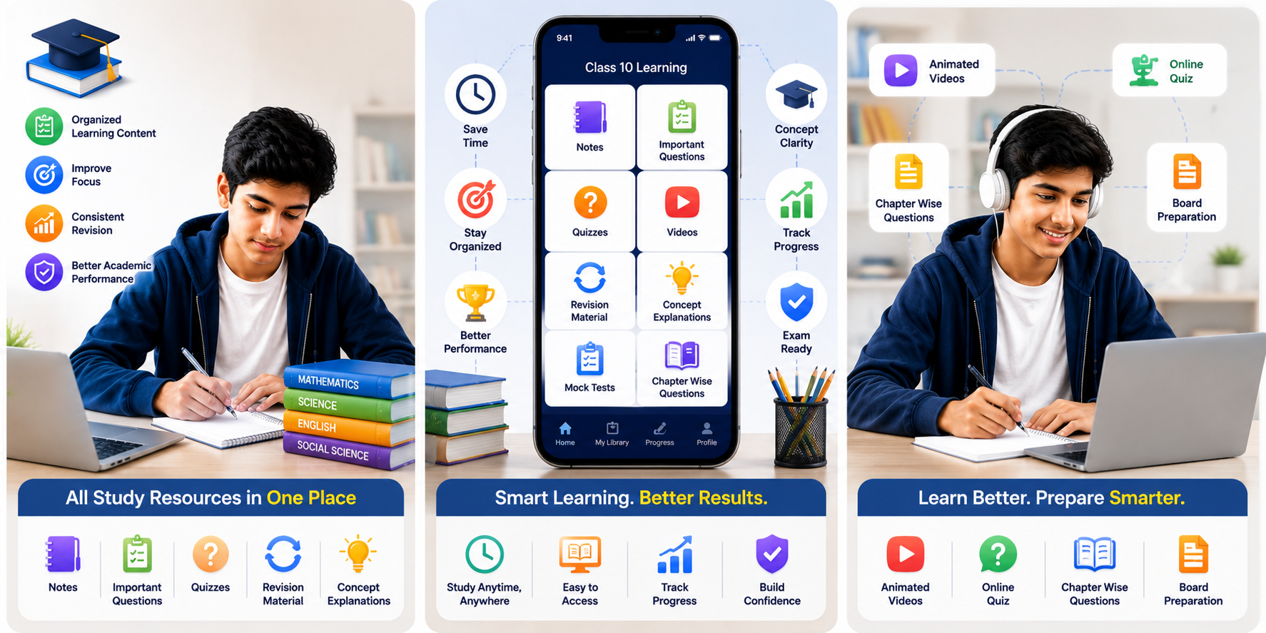 AI Quiz Dashboard — Learning Resource Screen — Student Progress Analytics
