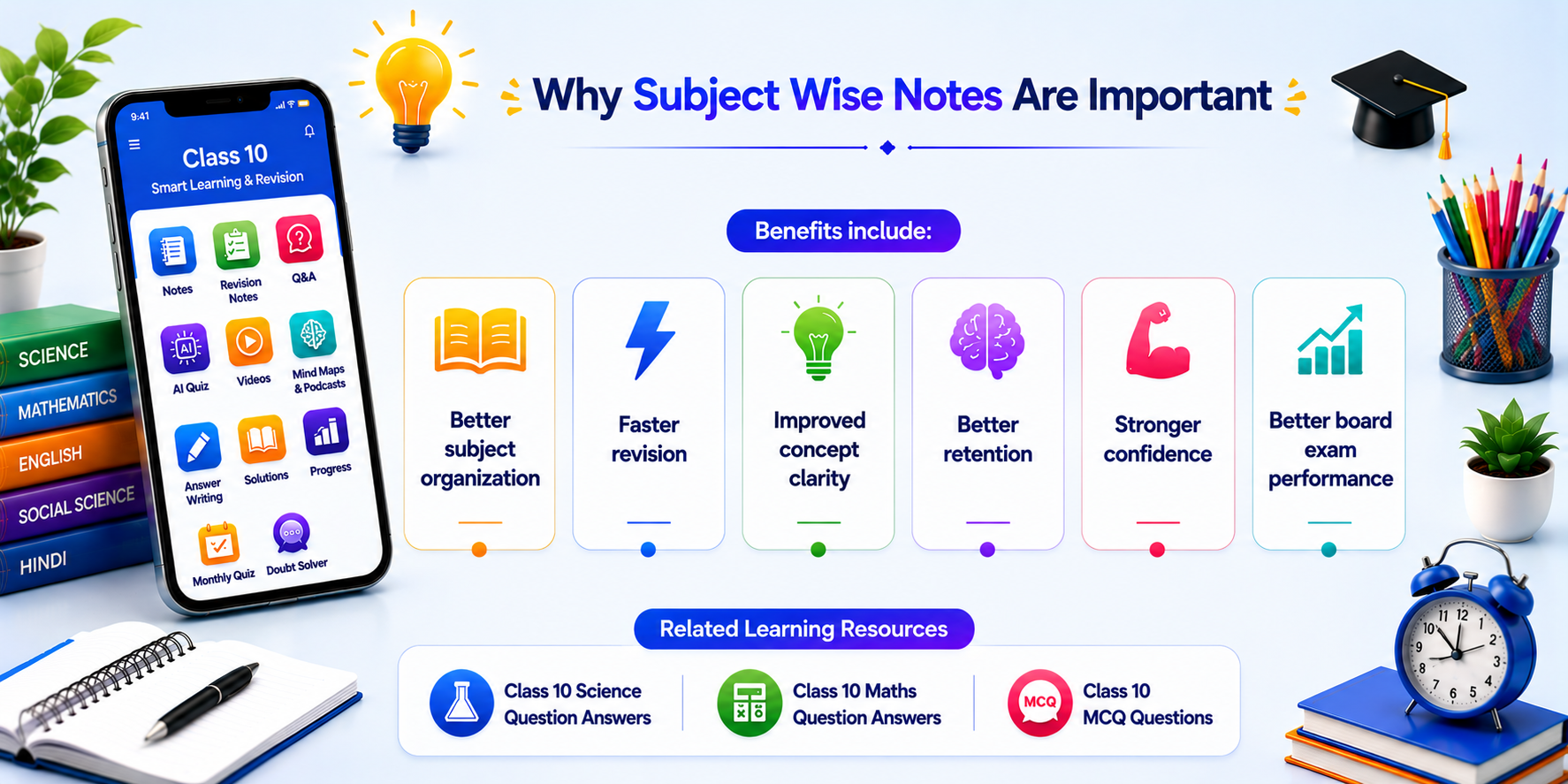 Subject Notes Dashboard — Student Revision Image — Learning Progress Analytics
