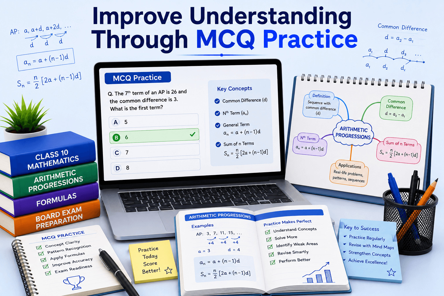 MCQ Practice Screen - AI Quiz Dashboard - Student Analytics