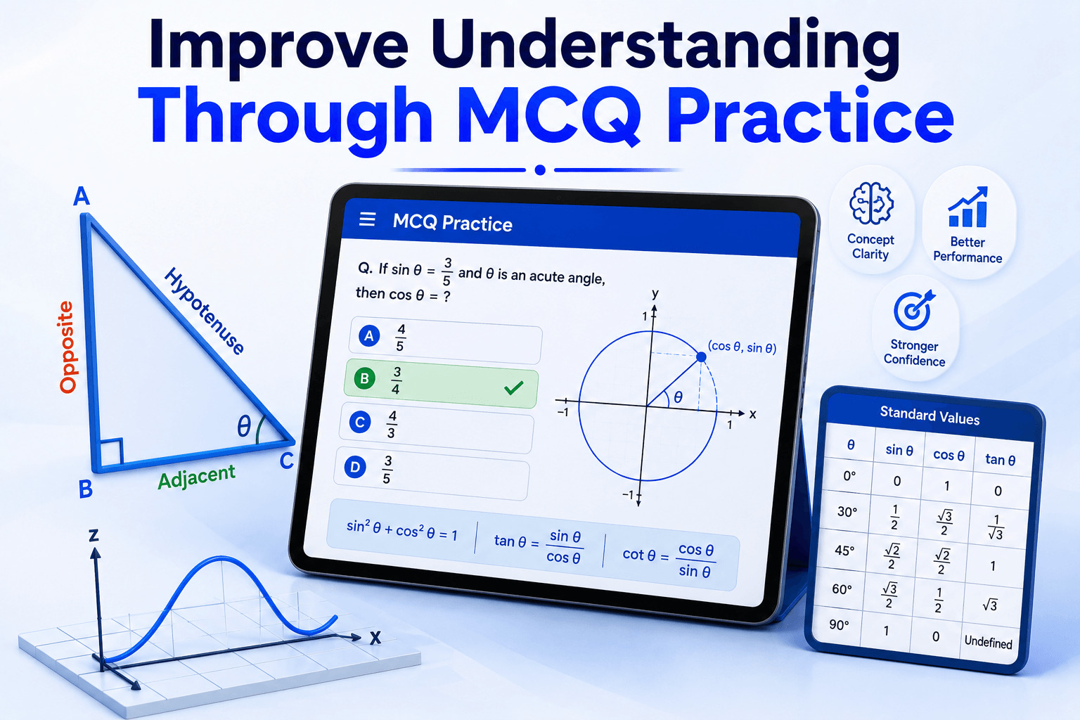 MCQ Practice Screen - AI Quiz Dashboard - Student Analytics