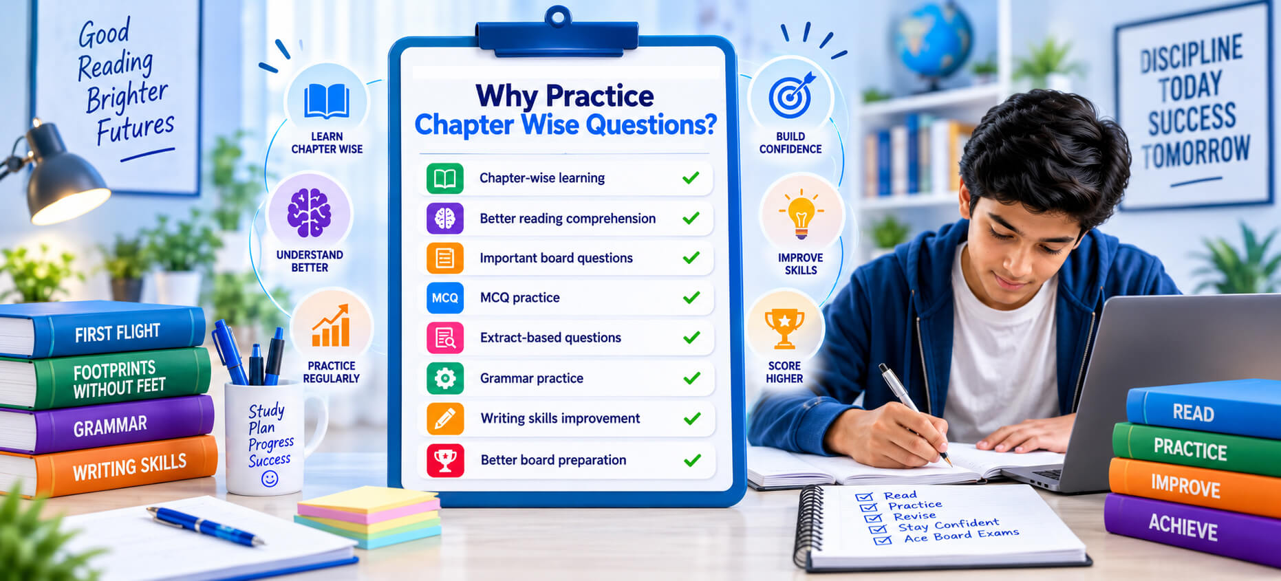 English Chapter Wise Questions - Student Practicing English - Board Exam Preparation
