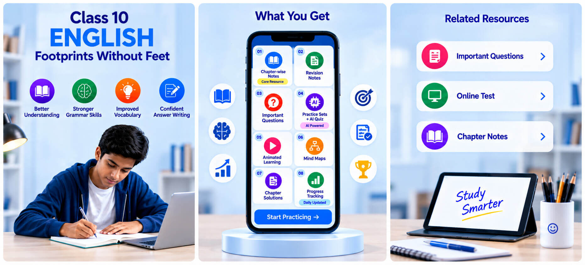 English Learning Dashboard - Notes Screen - Mind Maps - Performance Analytics