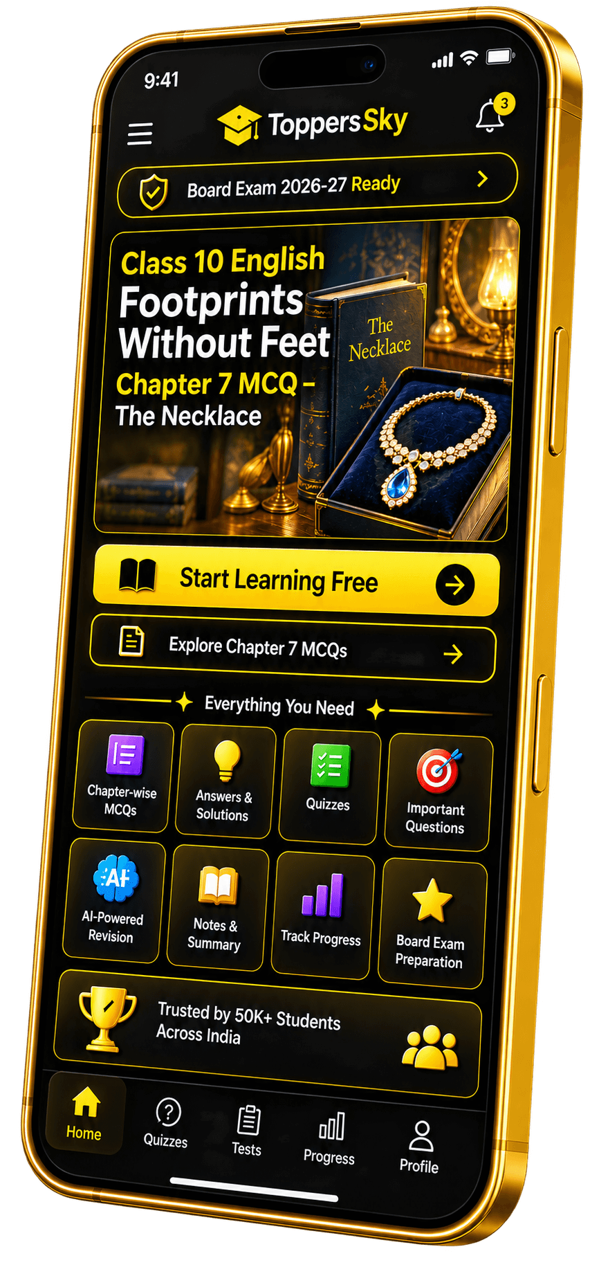 The Necklace Quiz Banner / English MCQ Dashboard