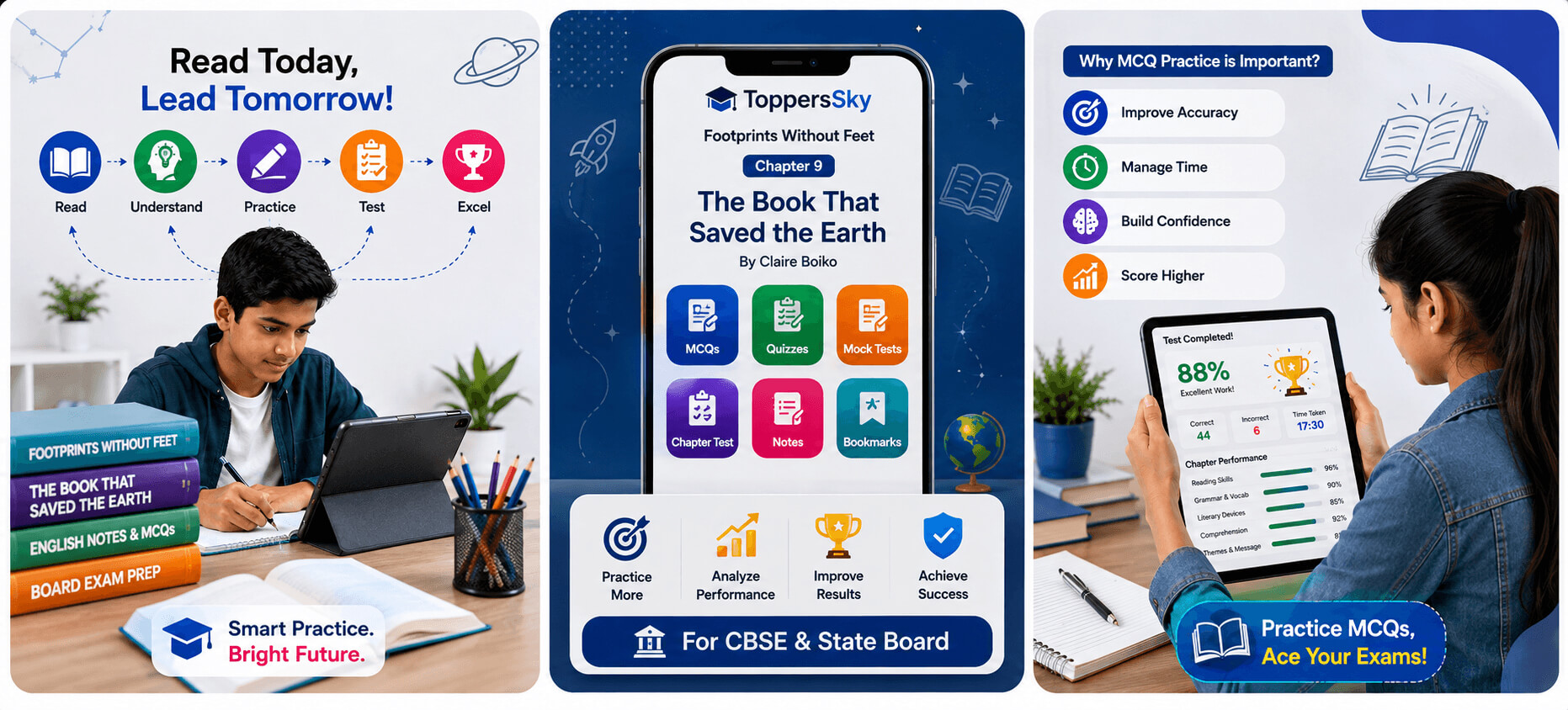The Book That Saved the Earth Quiz Banner / English MCQ Dashboard
