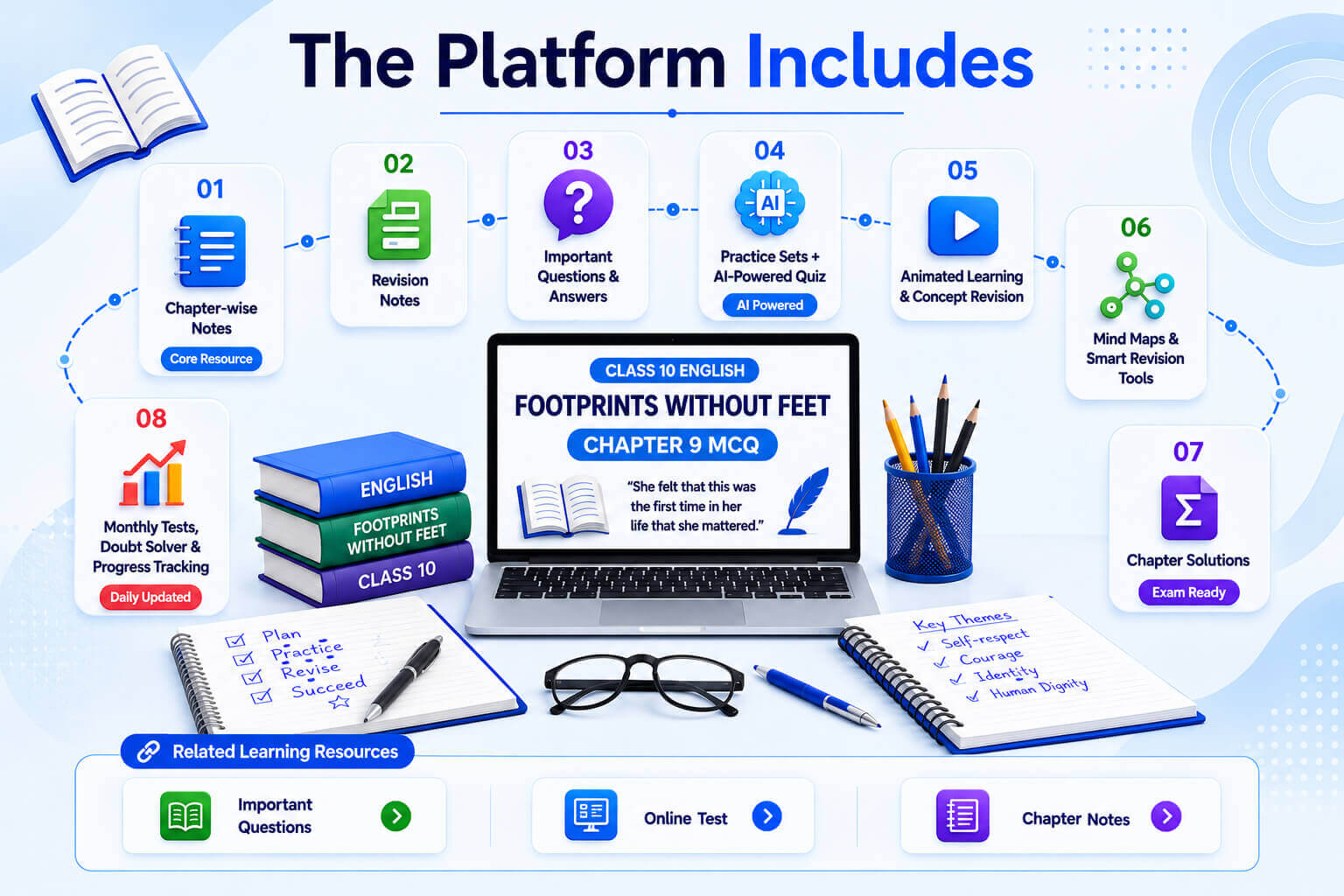 English Learning Dashboard - Notes Screen - Mind Maps - Performance Analytics