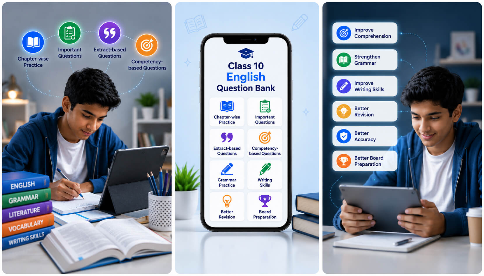English Question Bank - Student Practicing English - Board Exam Preparation