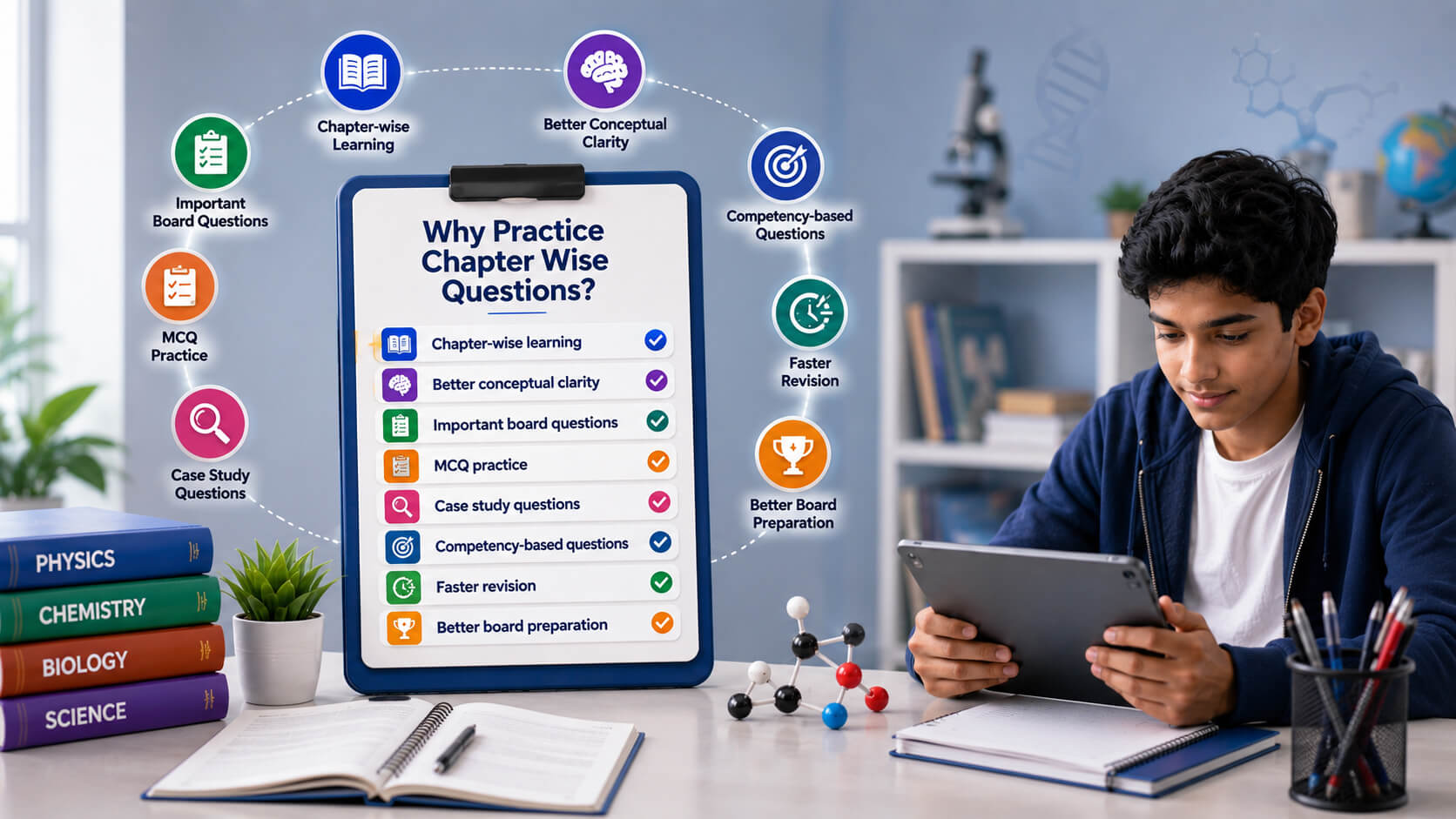 Science Chapter Wise Questions - Student Solving Science Problems - Board Exam Preparation