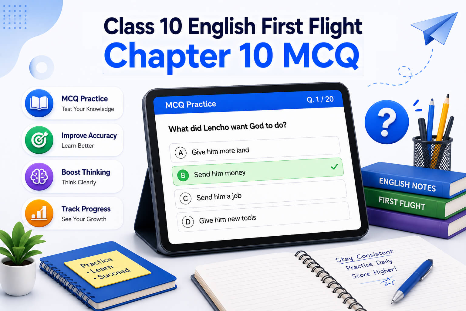 The Sermon at Benares Quiz Banner / English MCQ Dashboard