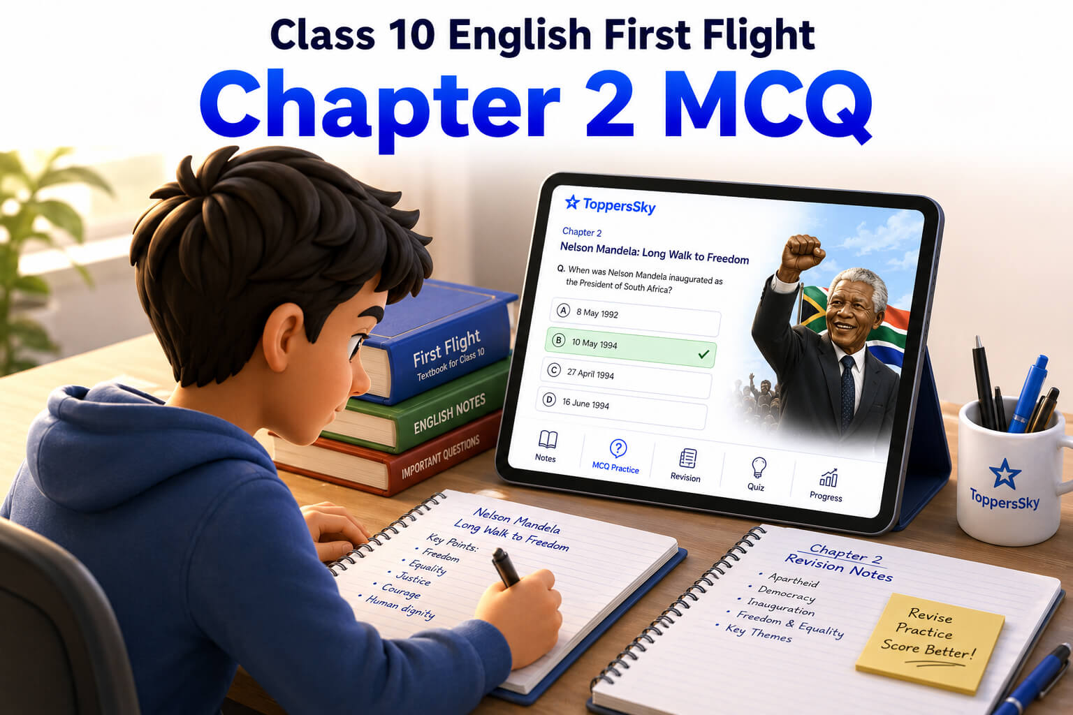 Nelson Mandela: Long Walk to Freedom Quiz Banner / English MCQ Dashboard