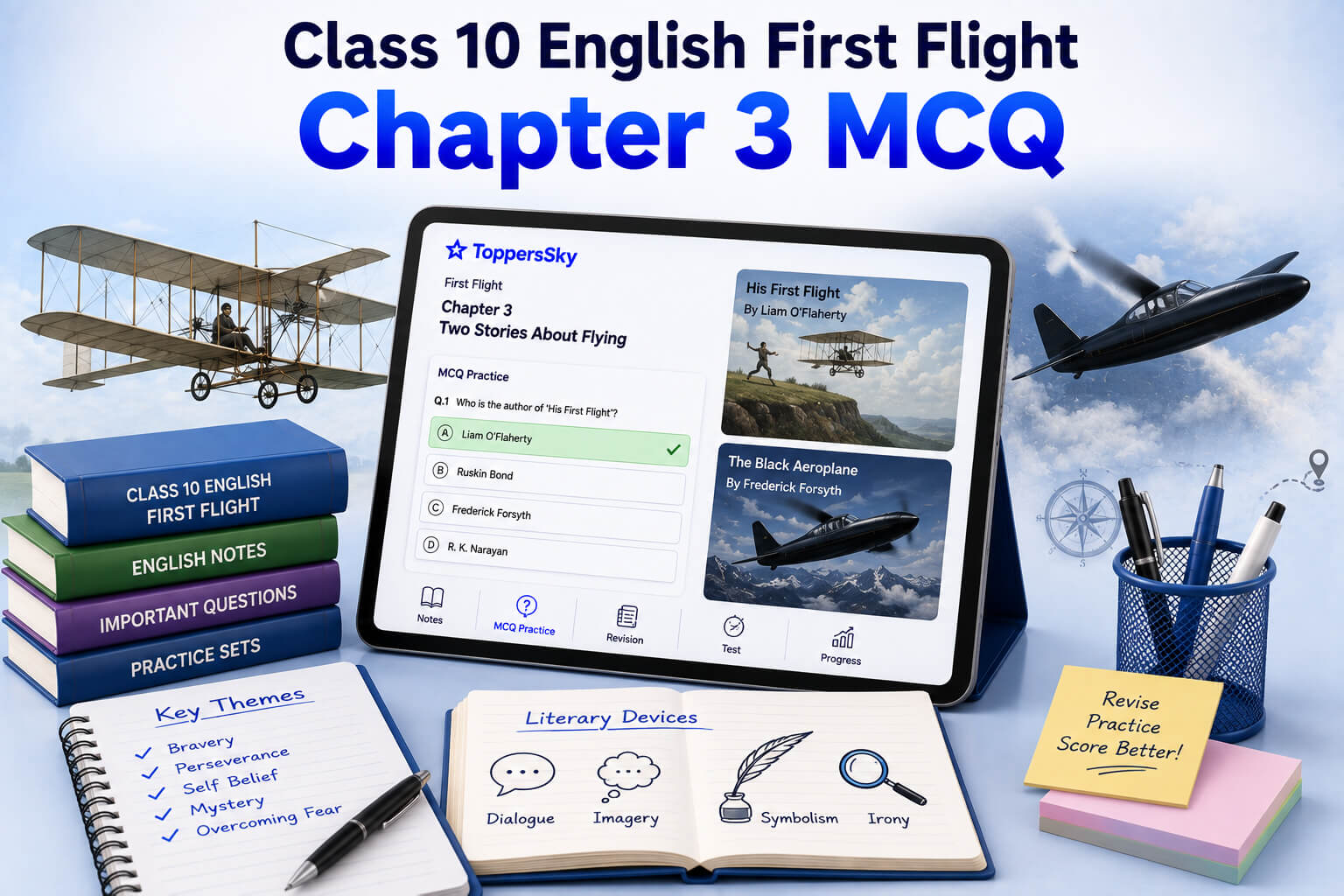 Two Stories About Flying Quiz Banner / English MCQ Dashboard