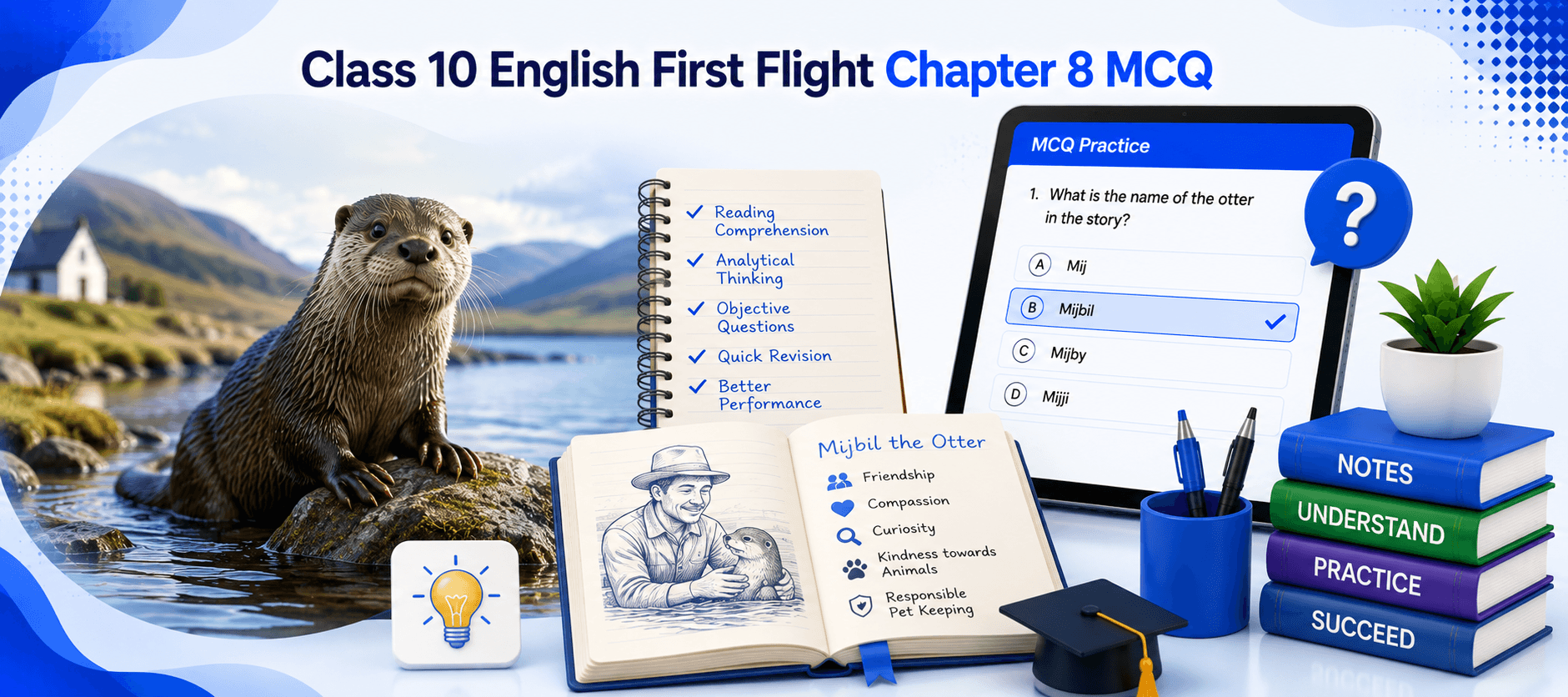 Mijbil the Otter Quiz Banner / English MCQ Dashboard