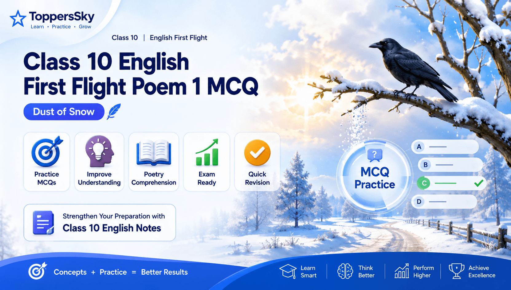 Dust of Snow Quiz Banner / English MCQ Dashboard