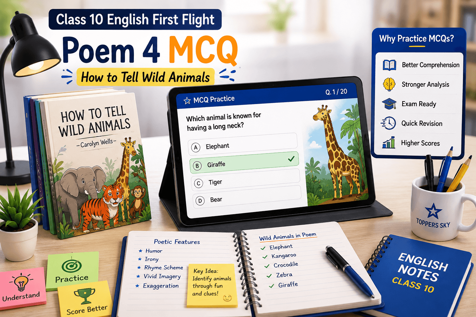 How to Tell Wild Animals Quiz Banner / English MCQ Dashboard