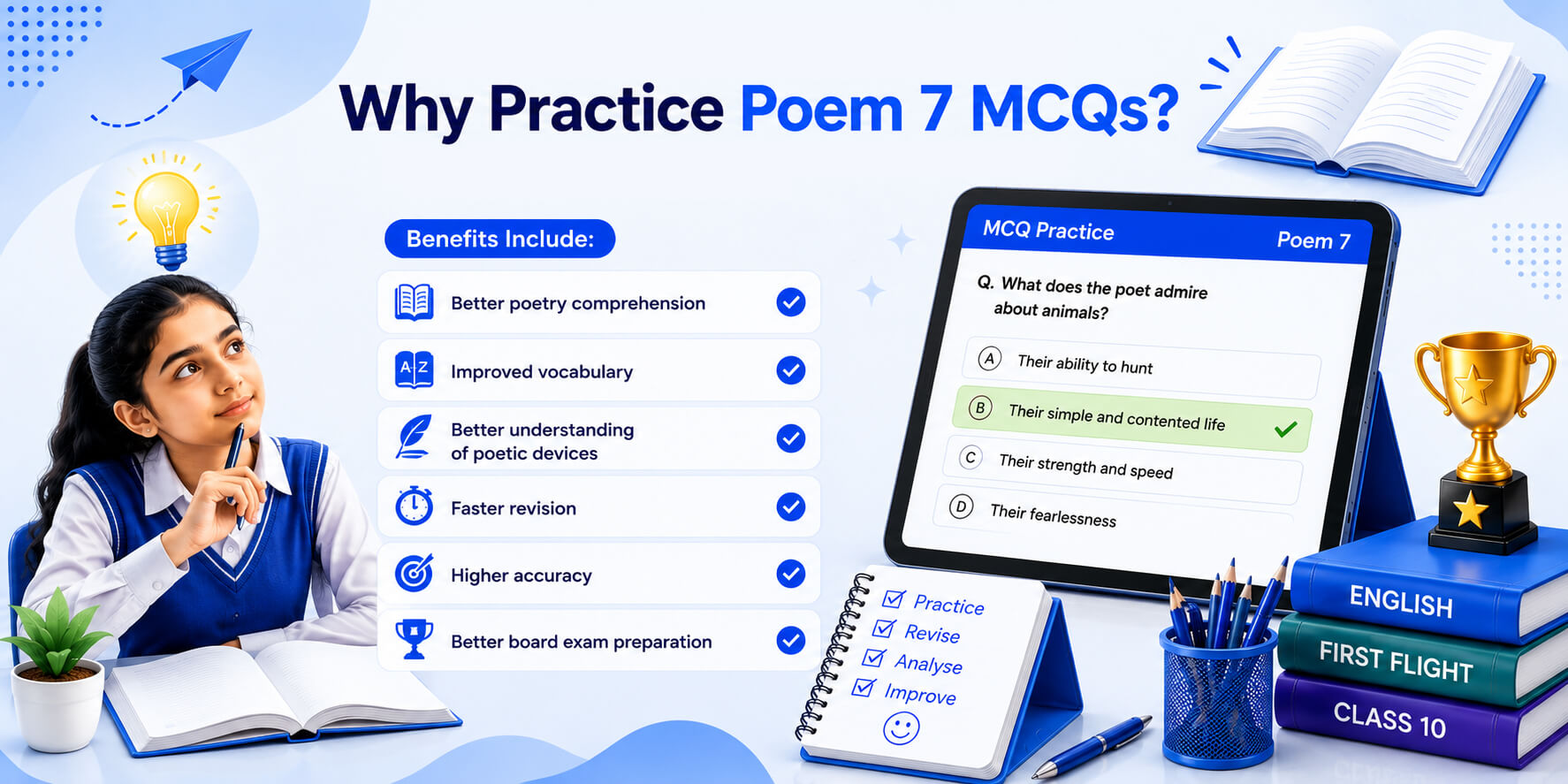 Poetry Quiz Dashboard - Student Solving Poetry MCQs - Learning Progress Dashboard