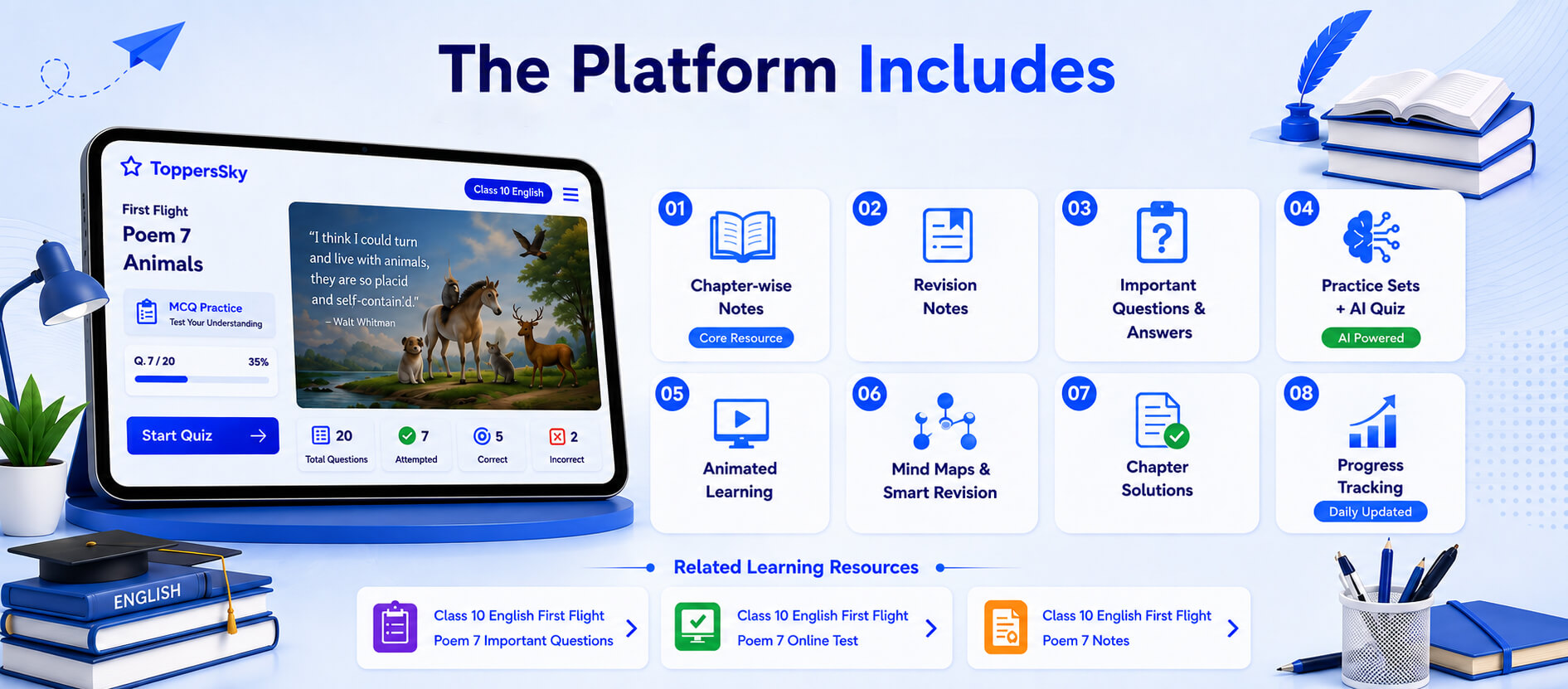 Poetry Quiz Dashboard - Notes Screen - Mind Maps - Performance Analytics