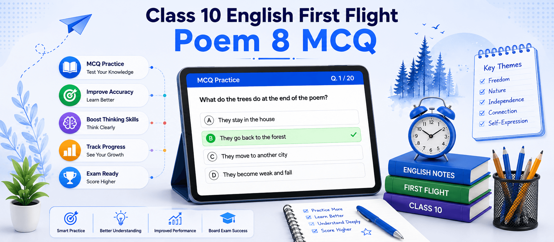 The Trees Quiz Banner / English MCQ Dashboard