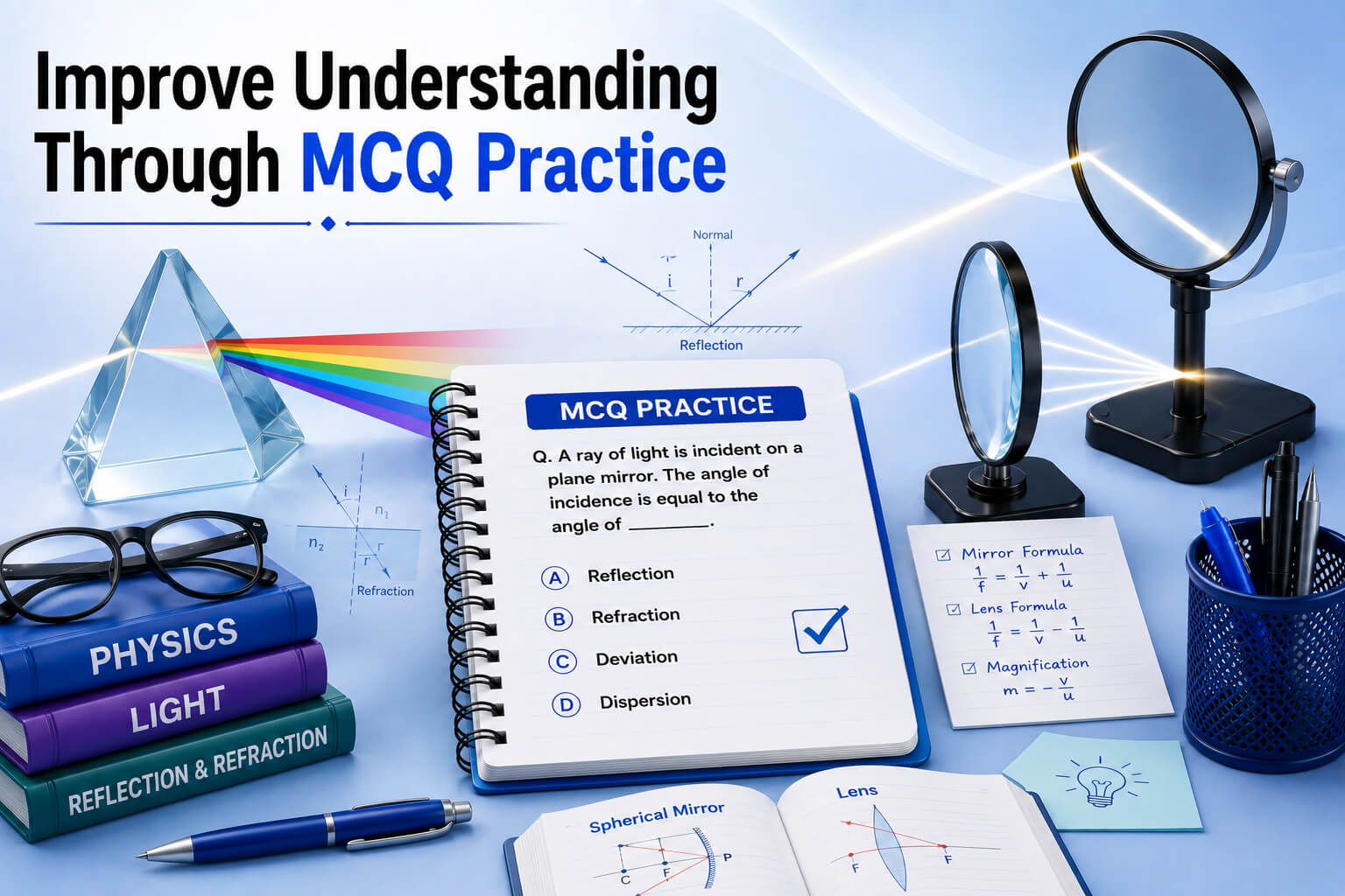 MCQ Practice Screen - AI Quiz Dashboard - Student Progress Analytics