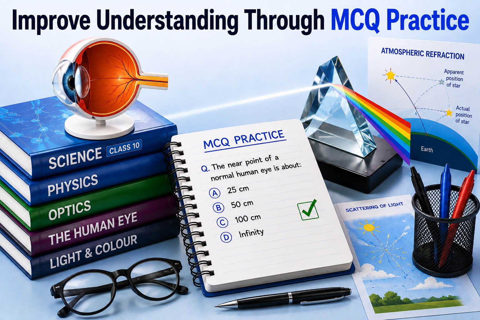 MCQ Practice Screen - AI Quiz Dashboard - Student Progress Analytics