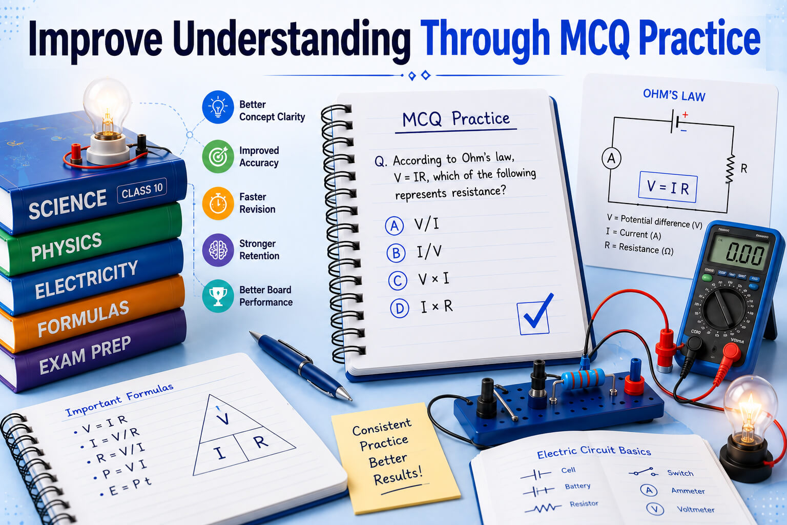 MCQ Practice Screen - AI Quiz Dashboard - Student Progress Analytics