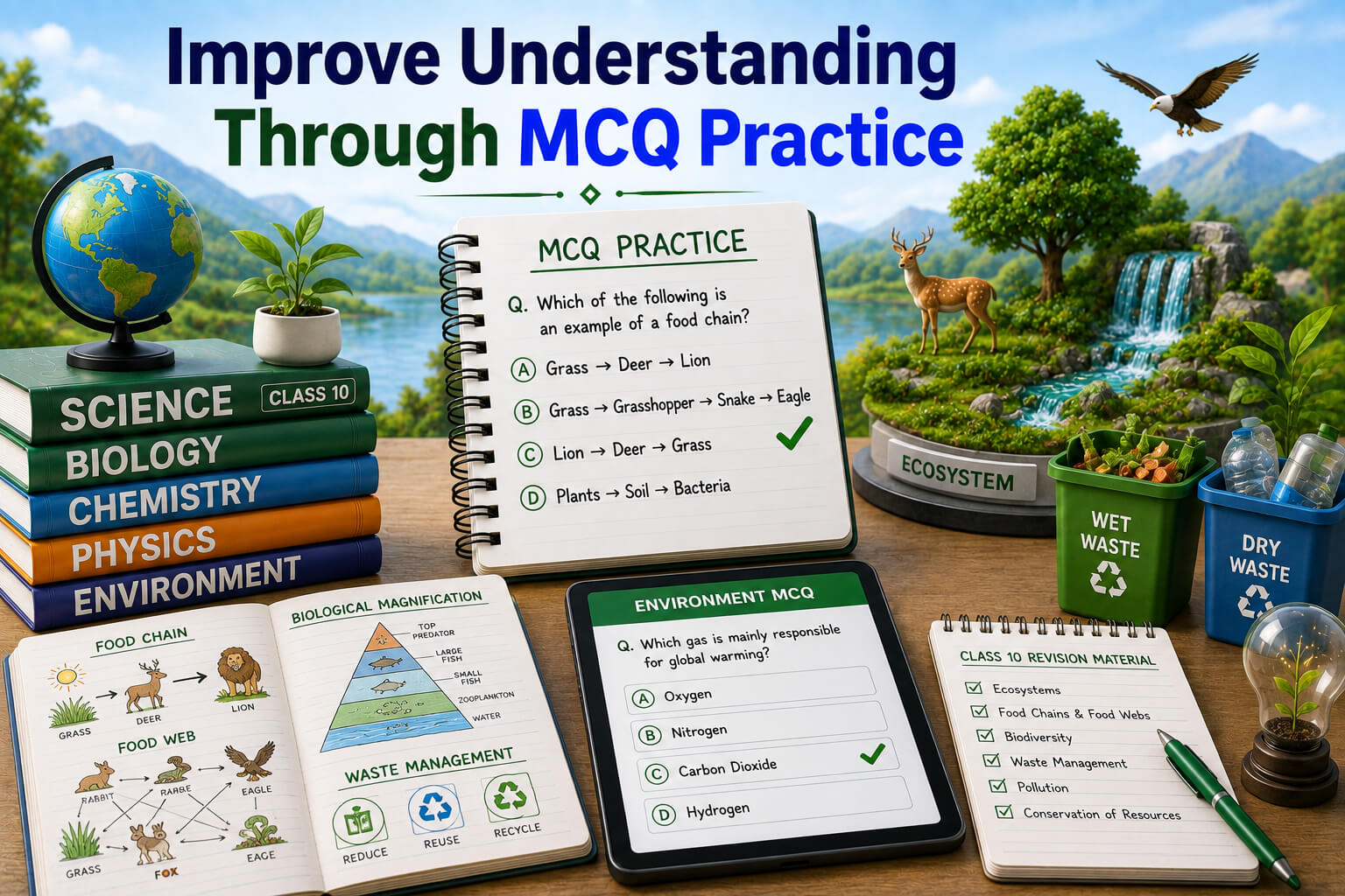MCQ Practice Screen - AI Quiz Dashboard - Student Progress Analytics