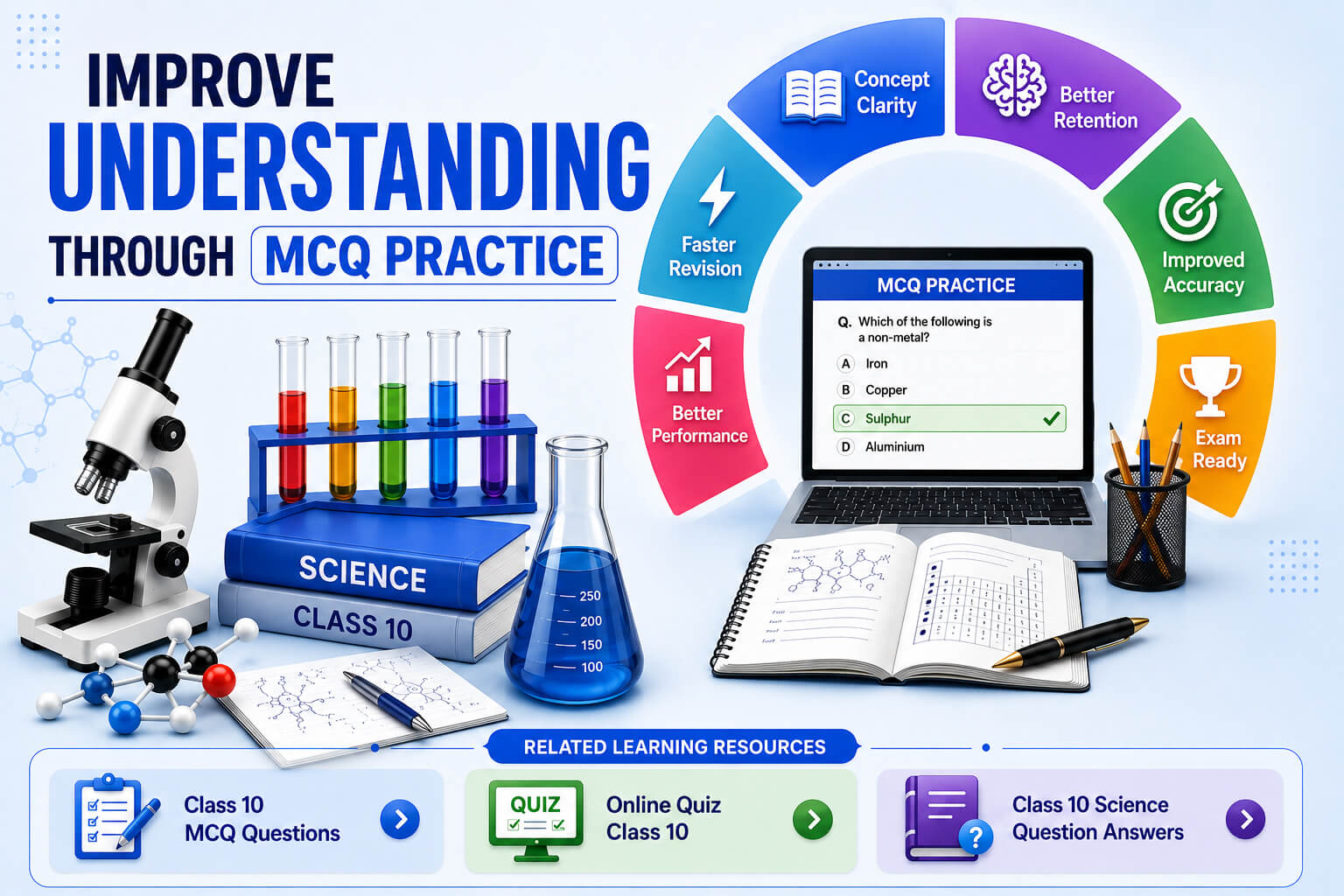 MCQ Practice Screen - AI Quiz Dashboard - Student Progress Analytics