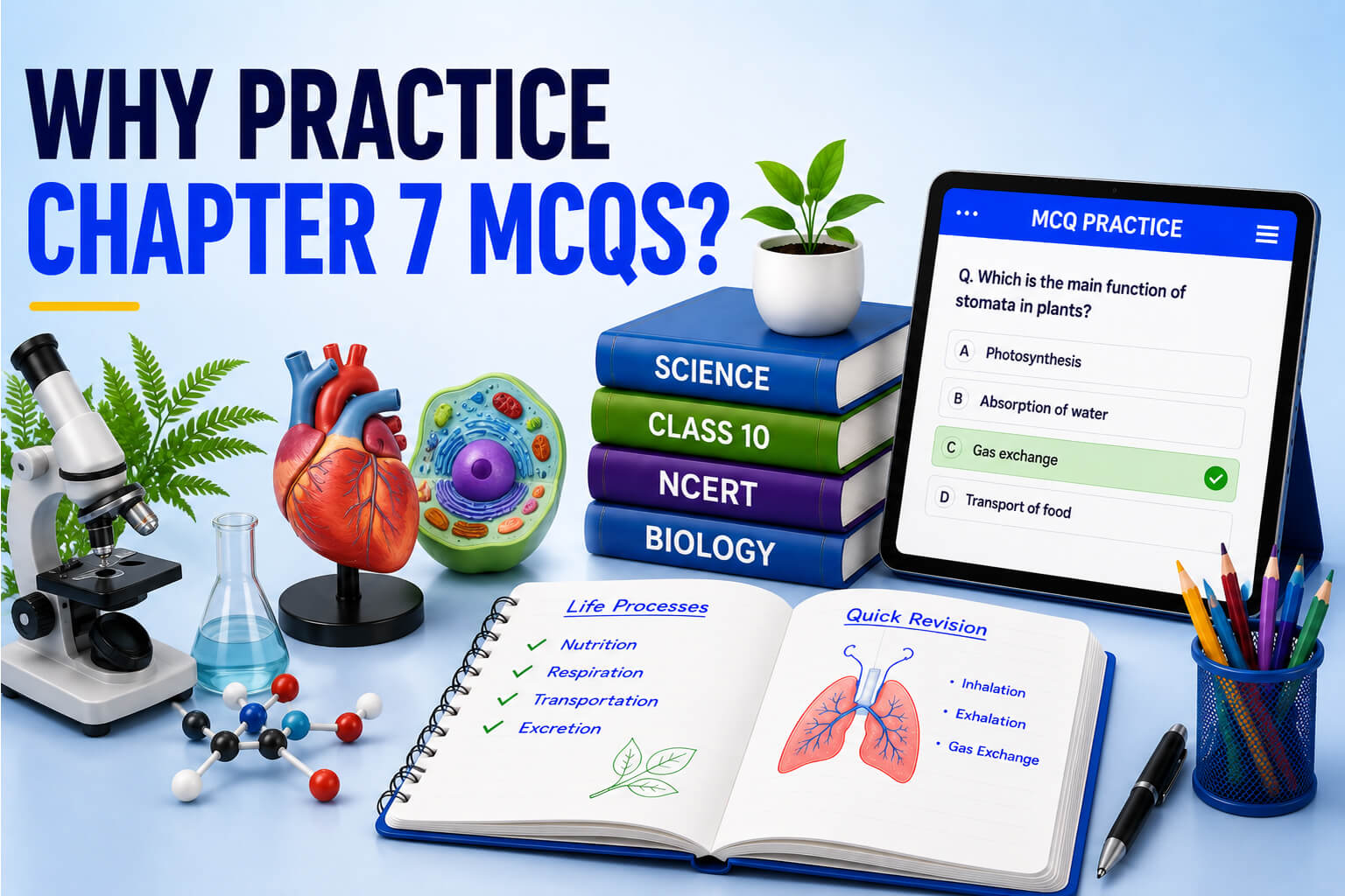 Biology Quiz Dashboard - Student Practicing MCQs - Learning Progress Analytics