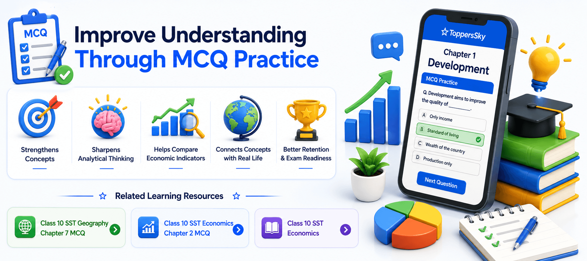 MCQ Practice Screen - AI Quiz Dashboard - Student Progress Analytics