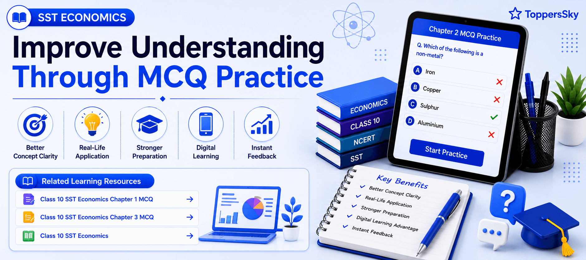 MCQ Practice Screen - AI Quiz Dashboard - Student Progress Analytics