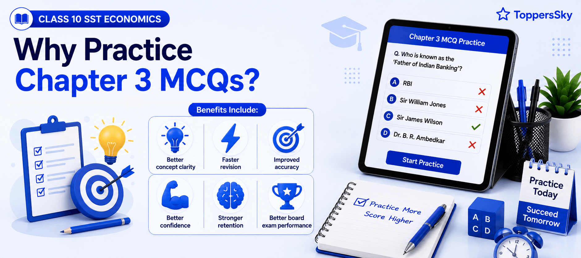 Economics Quiz Dashboard - Student Solving MCQs - Learning Progress Analytics