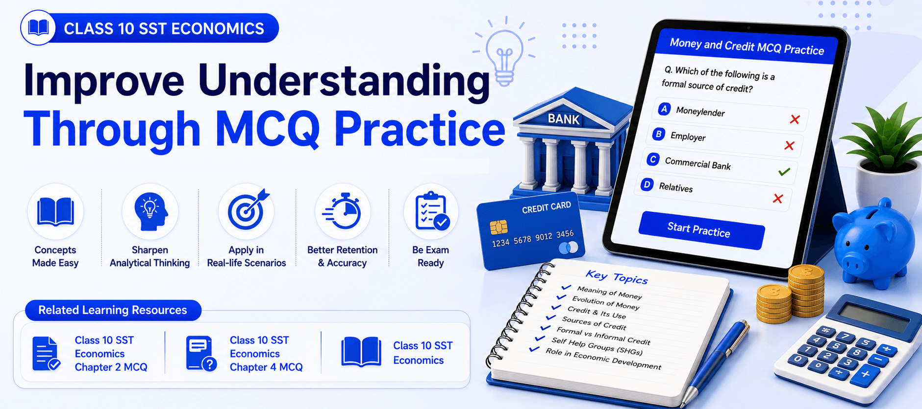 MCQ Practice Screen - AI Quiz Dashboard - Student Progress Analytics