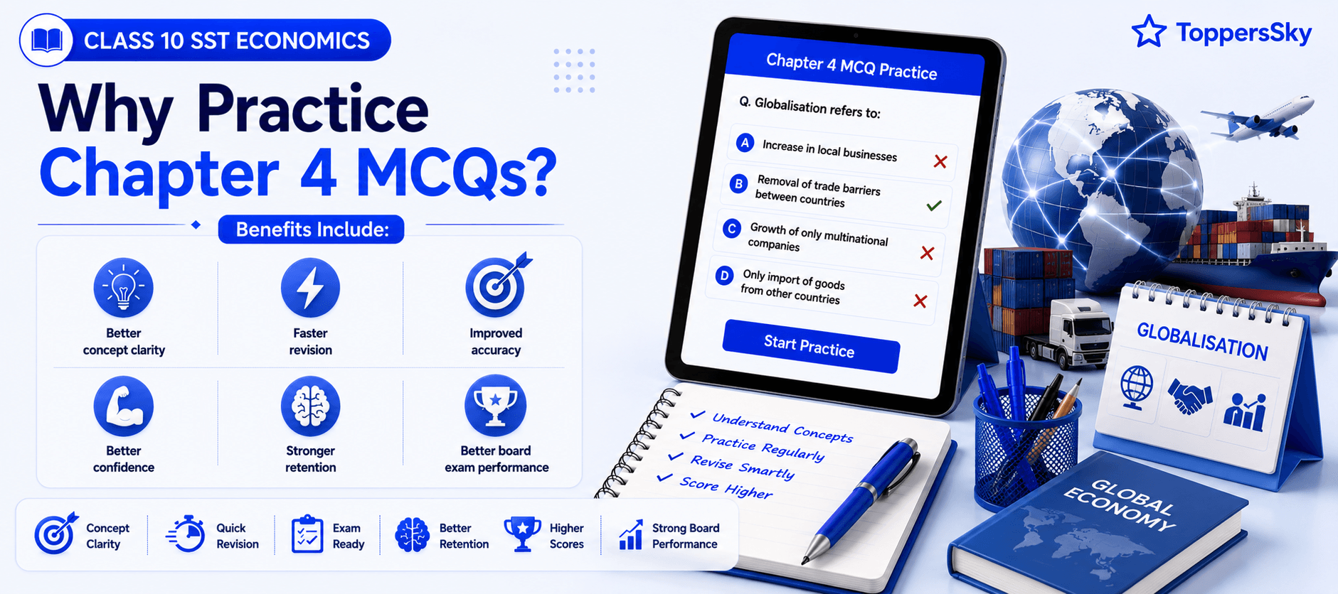 Economics Quiz Dashboard - Student Solving MCQs - Learning Progress Analytics