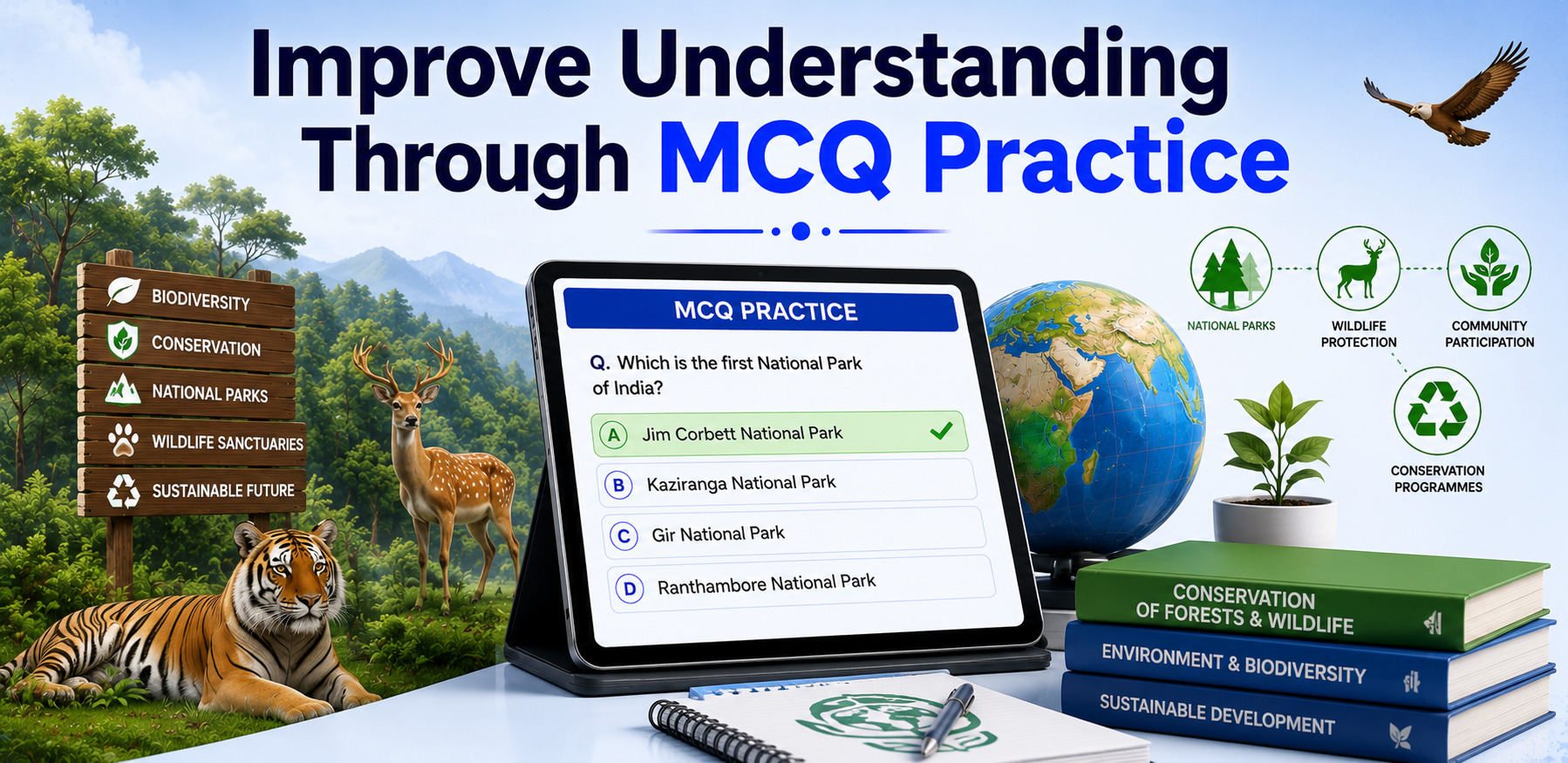 MCQ Practice Screen - AI Quiz Dashboard - Student Progress Analytics