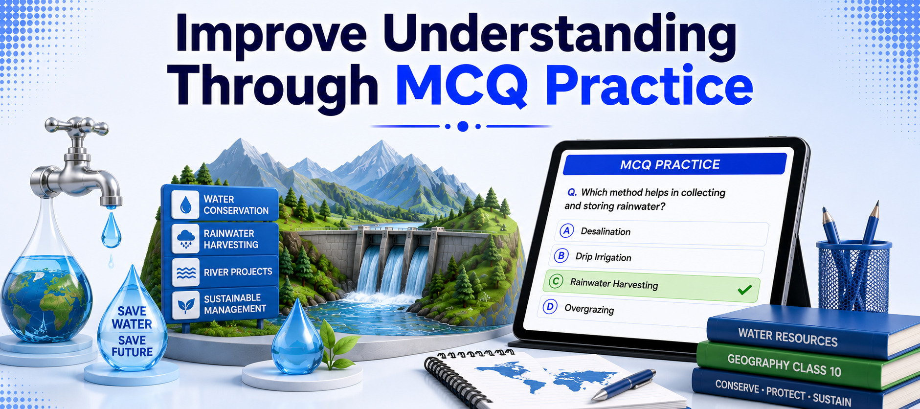 MCQ Practice Screen - AI Quiz Dashboard - Student Progress Analytics