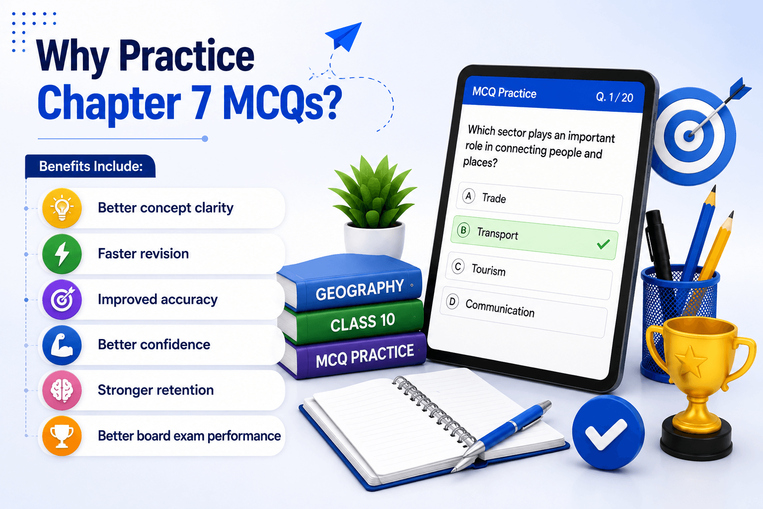 Geography Quiz Dashboard - Student Solving MCQs - Learning Progress Analytics