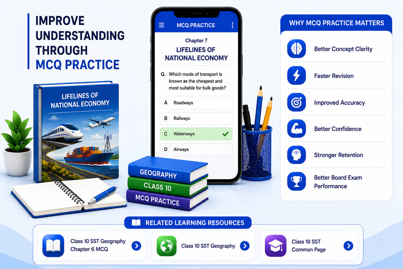MCQ Practice Screen - AI Quiz Dashboard - Student Progress Analytics