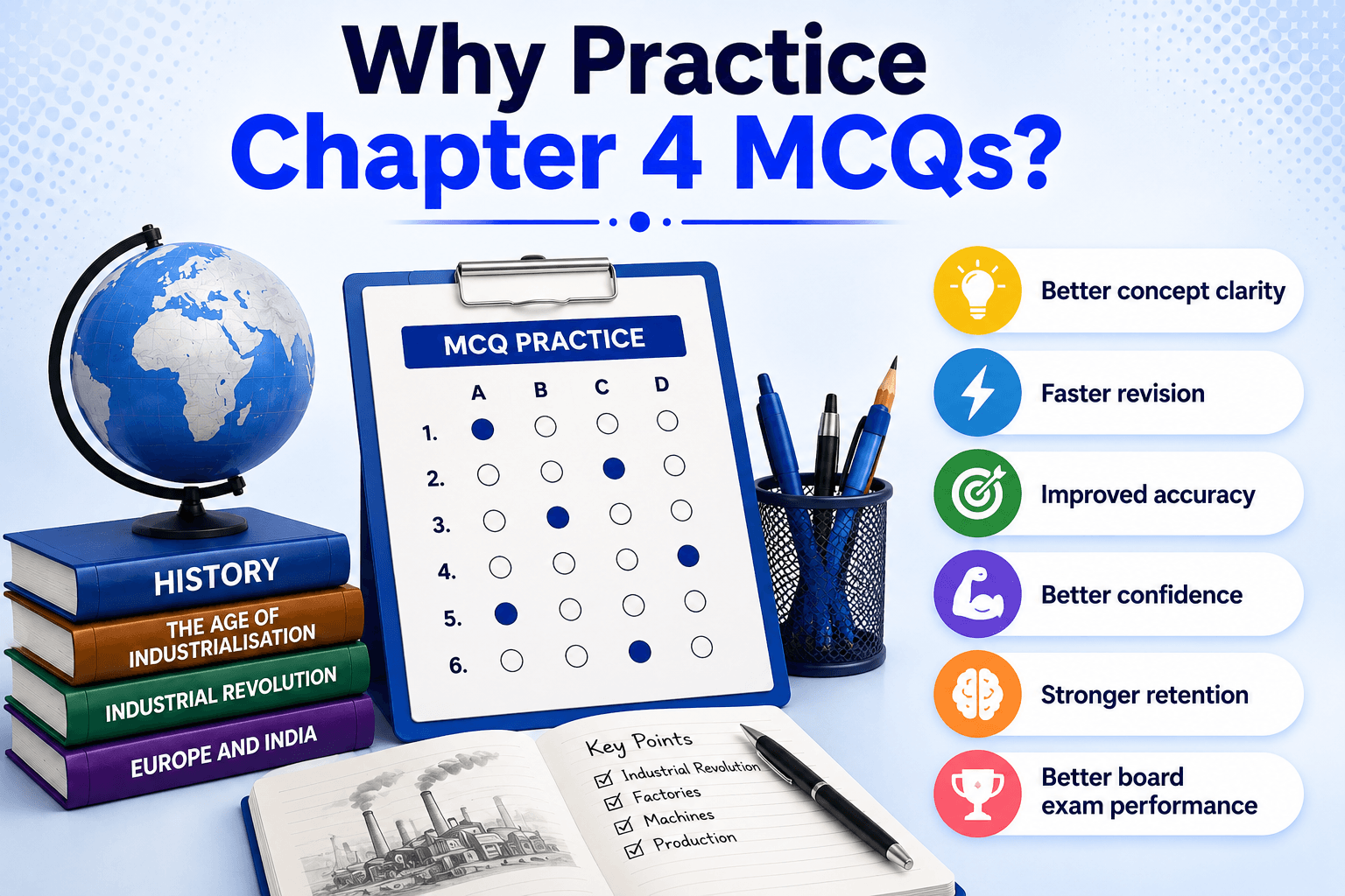 History Quiz Dashboard - Student Solving MCQs - Learning Progress Analytics