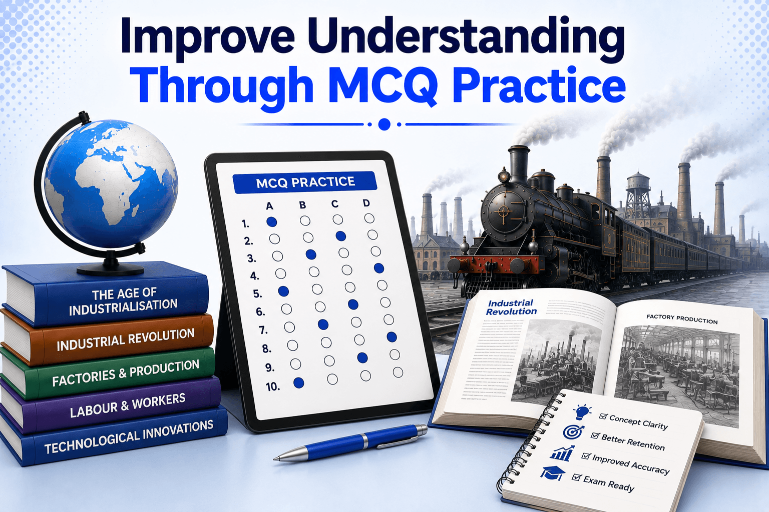 MCQ Practice Screen - AI Quiz Dashboard - Student Progress Analytics