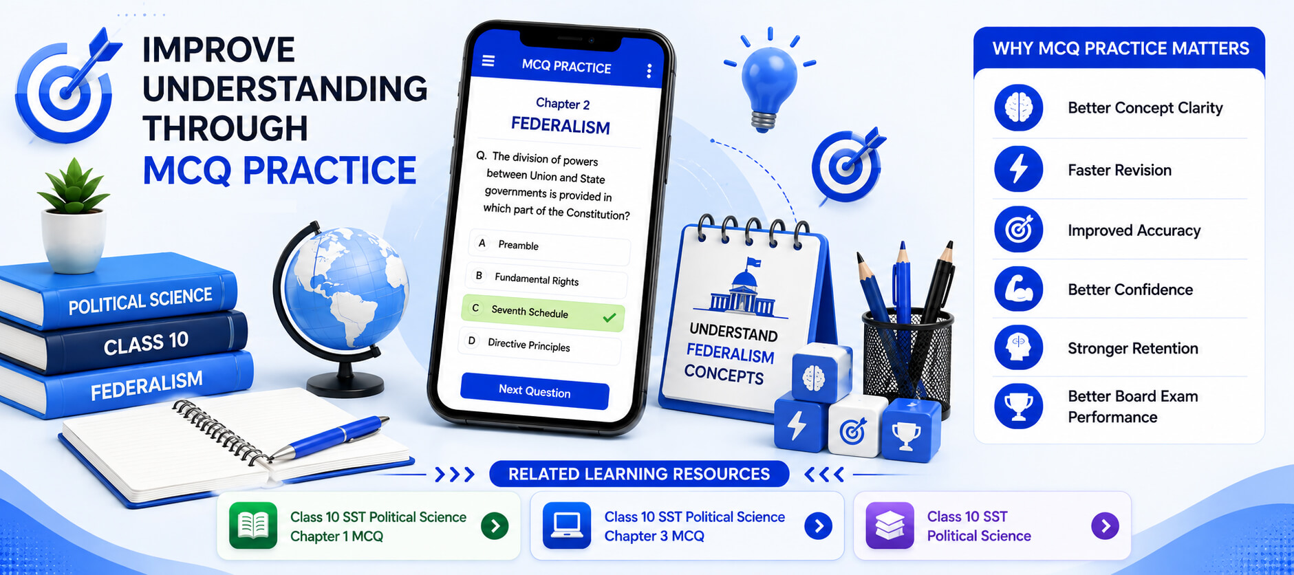 AI Quiz Dashboard - Student Progress Screen - MCQ Practice Interface