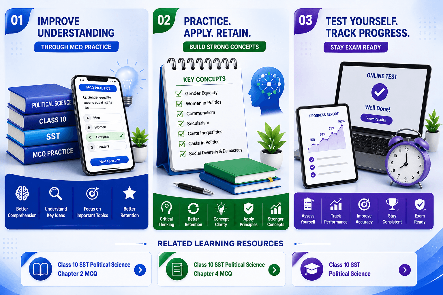 AI Quiz Dashboard - Student Learning Analytics - Interactive MCQ Practice Screen