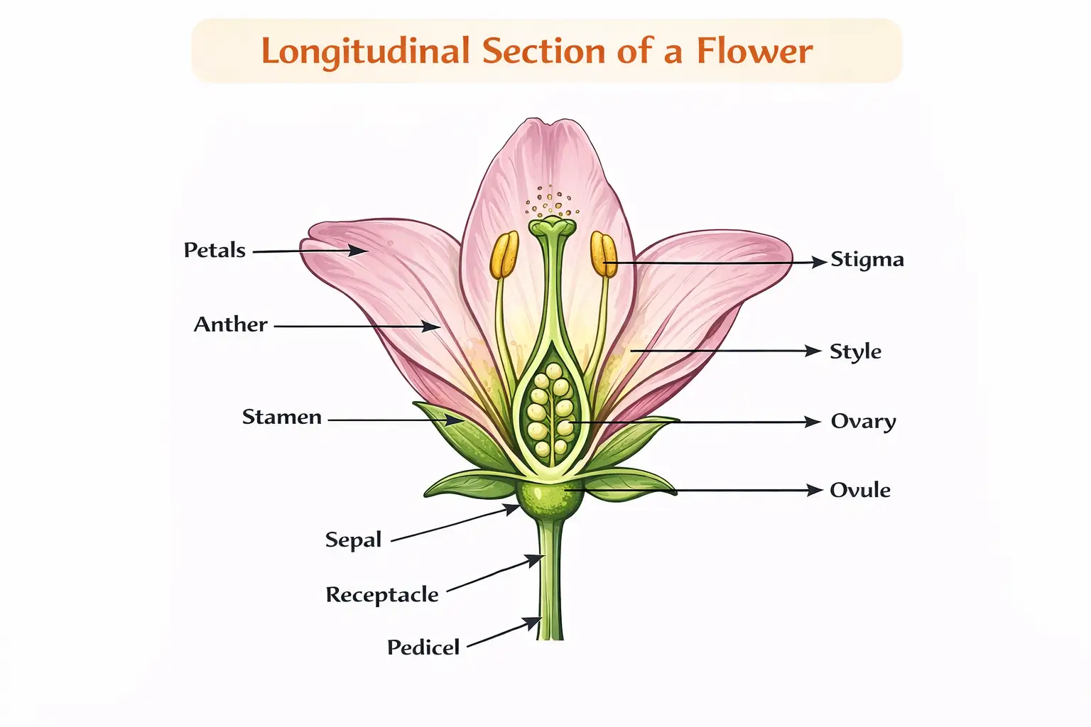 longitudinal section of a flower