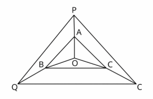 Geometric diagram with central point O