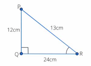 Right-angled triangle PQR diagram