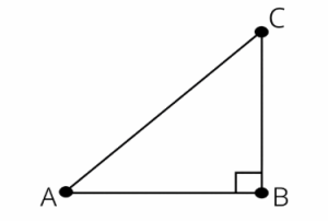 Right-angled triangle diagram in black and white