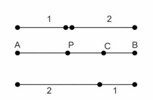 Three parallel lines with labeled points
